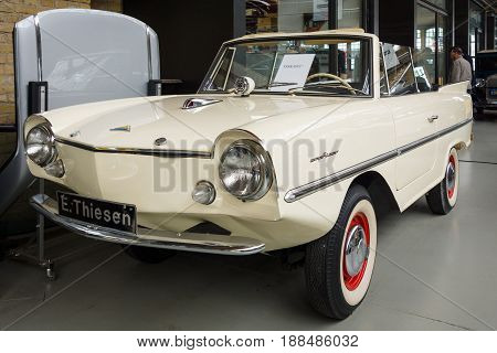 BERLIN GERMANY - MAY 17 2014: The Amphicar is an amphibious automobile. 27th Oldtimer Day Berlin - Brandenburg