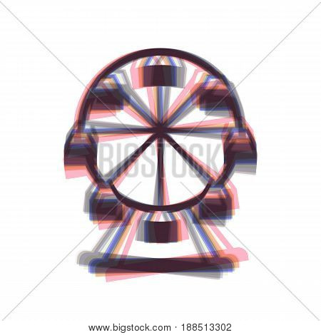 Ferris wheel sign. Vector. Colorful icon shaked with vertical axis at white background. Isolated.