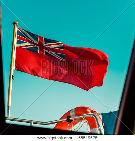 Uk Red Ensign The British Maritime Flag Flown From Yacht