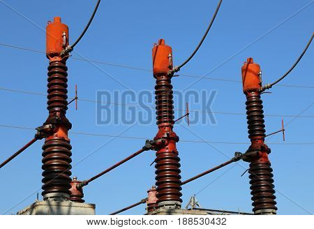 Three Big Breakers Switches In The Power Plant