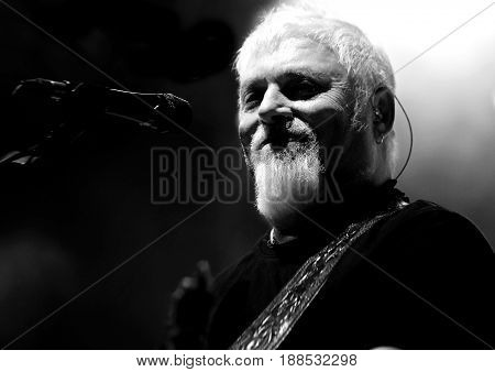 Bassano Del Grappa, Vi, Italy - April 29, 2017: Falzone Cico Of Nomadi An Italian Musical Band Plays