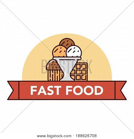 Illustration of different kinds of fast food on white background