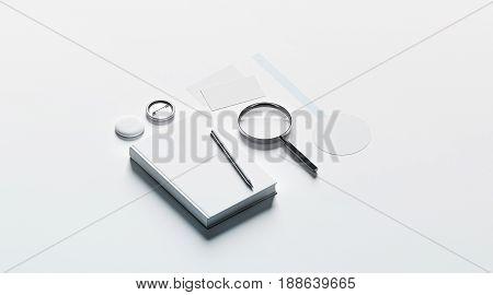 Book publishing office branding design mock up elements 3d rendering. Blank objects mockups bookish store template. Bookshop stationery identity set. Empty wobbler cards pin textbook.