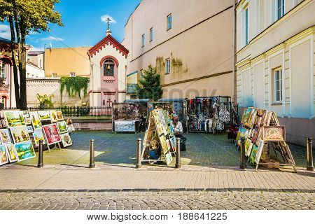 People At Street Market At Church Of St Paraskeva Vilnius