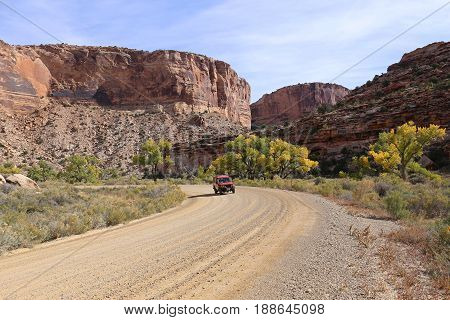 A Toyota LandCruiser HZJ75 at Oct 2014, on a Roatrip through the Little Grand Canyon, Emery County, Utah, United States of America