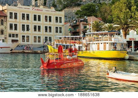 Ferry At Harbor In Adriatic Sea In Omis