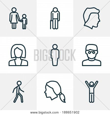 People Outline Icons Set. Collection Of Mother, Smart Man, Head And Other Elements. Also Includes Symbols Such As Female, Clever, Smart.