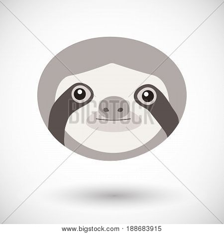 Sloth icon Flat design of animal head isolated on the background with round shadow vector illustration