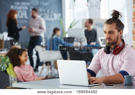 Confident Man Working On Startup