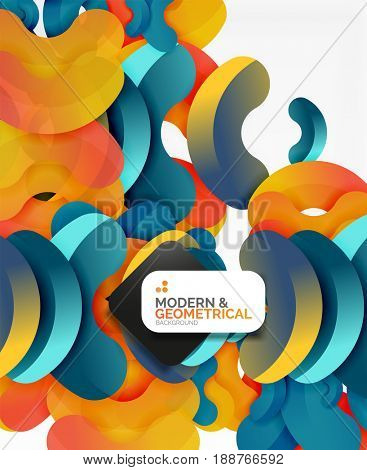 Abstract color geometric round shapes on white - elements with shadow, colorful composition