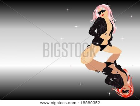 ベクター画像の官能的なディスコの女の子