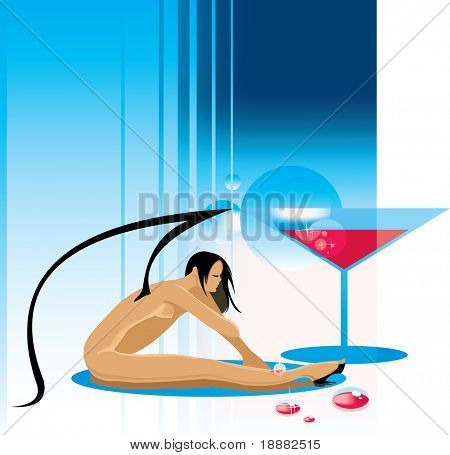 vector image of naked dark angel