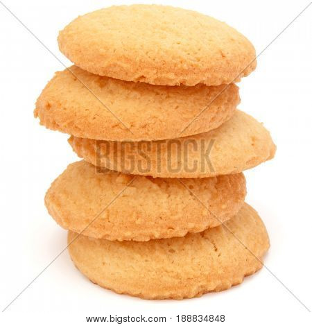 stacked short pastry cookies isolated on white background
