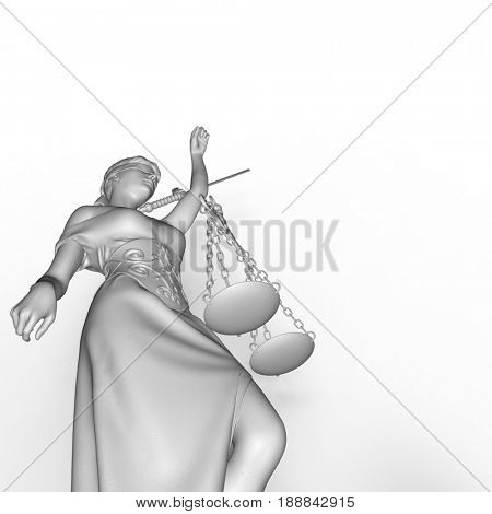 Broken lady of justice 3d rendering