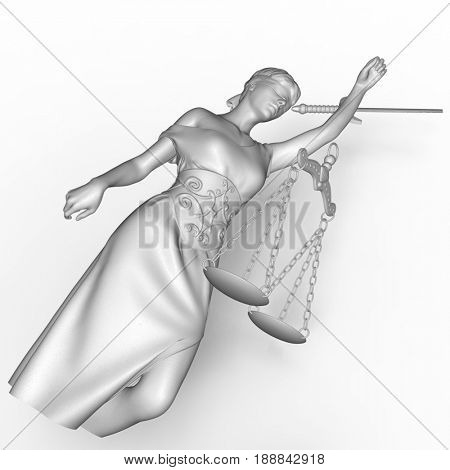 Broken lady of justice 3d rendering