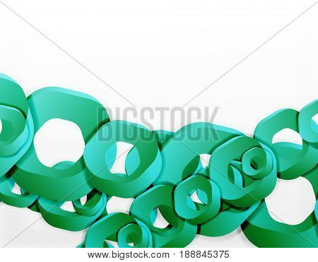 Geometric abstract background, cut chain shapes or hexagons on white. illustration