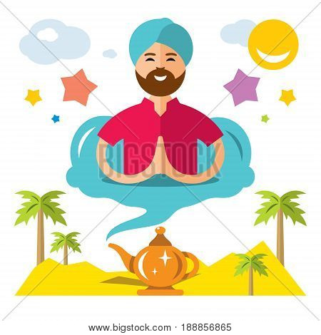 Fantasy person ready to fulfill all desires. Isolated on a white background