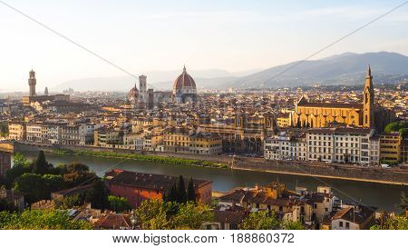 Florence in near sunset with blue sky background