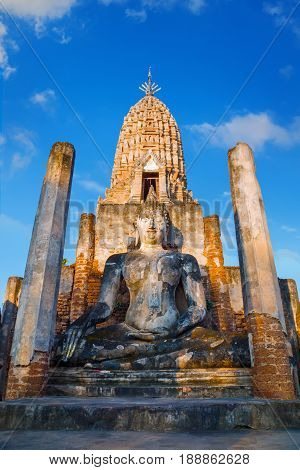 Sukhothai, Thailand - January 17 2017: Wat Phra Si Rattana Mahathat - Chaliang In The Precinct Of Si