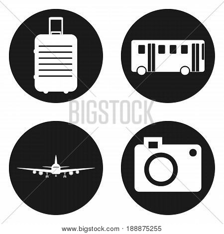 Travel and Tourism icons set in circle button. Vector illustration
