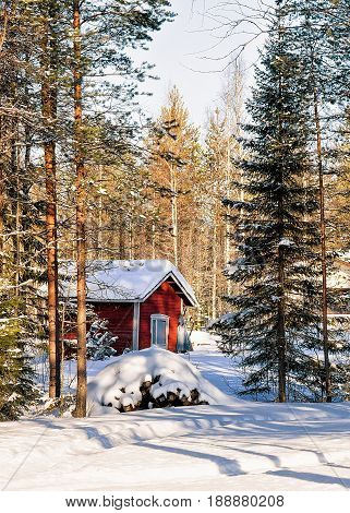 House At Reindeer Farm In Winter Lappish Rovaniemi