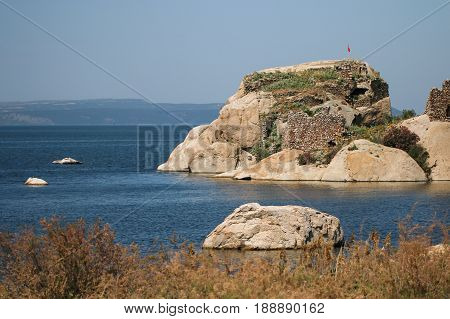 Salt Bafa Lake landscape with great nature - Mugla - Turkey. Latmos.