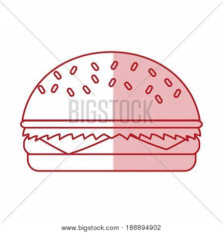Flat line monocromatic hamburguer over white background. Vector illustration.