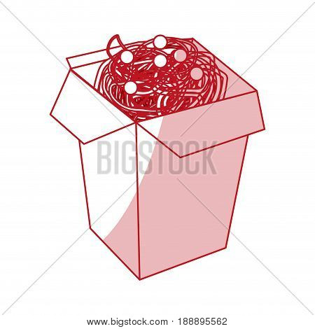 Flat line monocromatic noodles box over white background. Vector illustration.