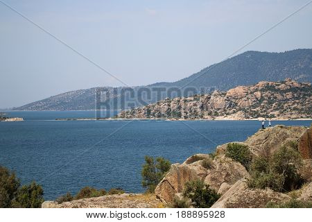 Salt Bafa Lake landscape with great nature - Mugla - Turkey. Latmos.