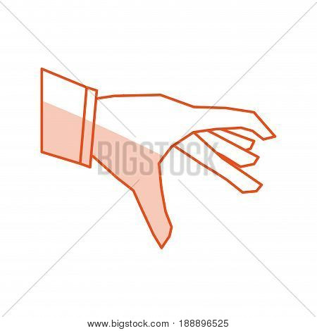 Flat line monocromatic hand over white background. Vector illustration.