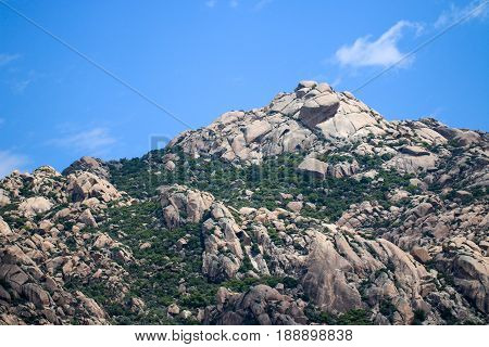Rock formations on Lake Bafa. Landscape with great nature - Mugla - Turkey. Latmos.