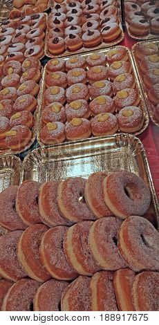 Many Sweet Donuts Stuffed And Not For Sale In The Pastry Shop
