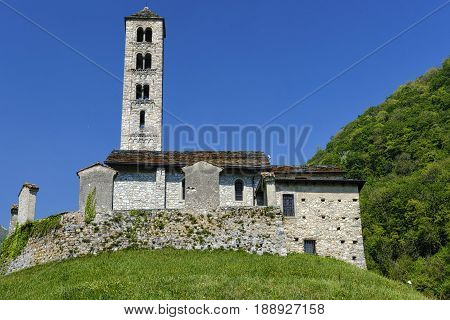 Lasnigo (Como Lombardy Italy): the medieval church of Sant'Alessandro built from the 12th century along the road to Madonna del Ghisallo