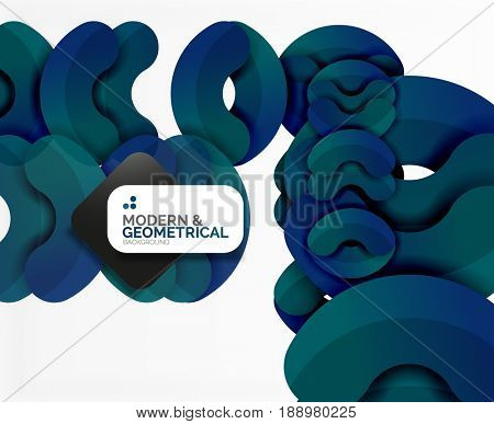 Abstract color geometric round shapes on white - elements with shadow, colorful composition