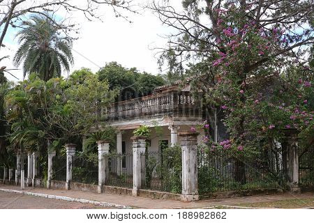 Old colonial building in the city center of Aregua, Paraguay