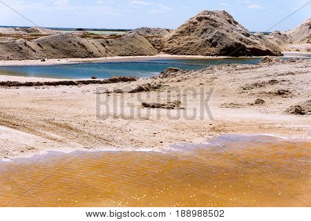 Landscape of mounds of dirt just outside of Rio Lagartos Mexico