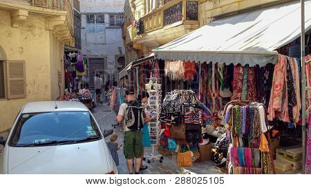 Victoria,gozo,malta- September 2018 - Crowded Small Alleyways In The Town Square Of Victoria, Gozo, 