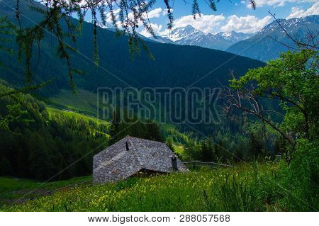 Landscape Of The Swiss Alps In Valais