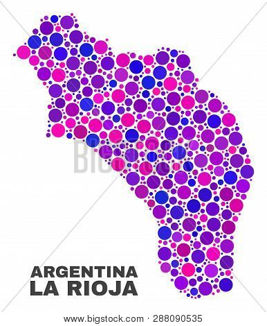 Mosaic La Rioja Of Argentina Map Isolated On A White Background. Vector Geographic Abstraction In Pi