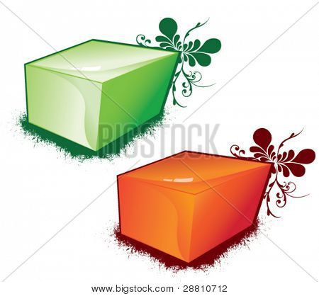 due vector cubi colore decorati da motivi