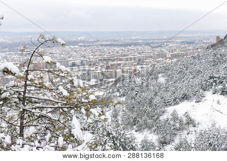 Kutahya, Turkey - Kutahya city view as seen from the Castle in wintertime
