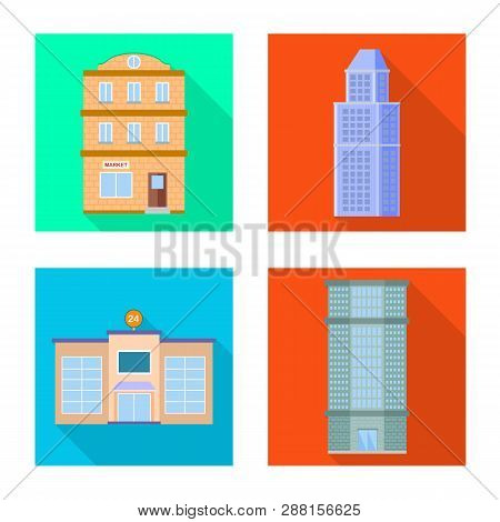 Vector Illustration Of Municipal And Center Icon. Collection Of Municipal And Estate   Stock Vector 