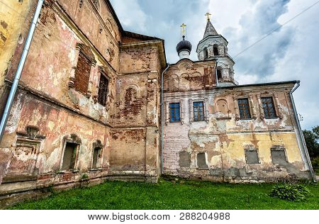 Walls Of Old Church In Borisoglebsky Monastery In Torzhok, Tver Region, Russia