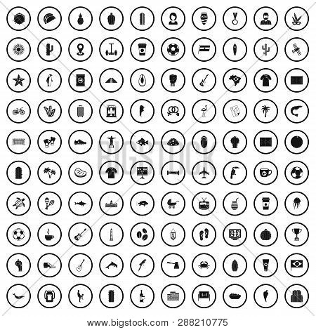 100 South America Icons Set In Simple Style For Any Design Vector Illustration