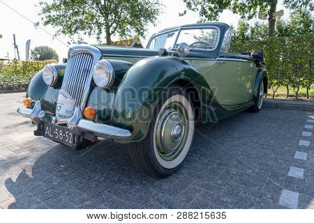 Huizen/netherlands-september 1, 2018: A Spectacular View Of A Rare Classic Riley Rdm Cabrio From 194