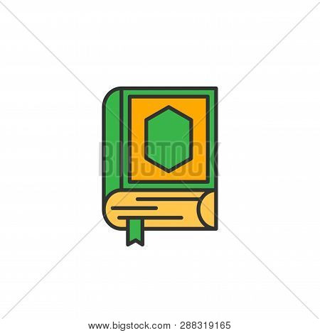 Quran The Holy Book Of Islam. Simple Monoline Icon Style For Muslim Ramadan And Eid Al Fitr Celebrat
