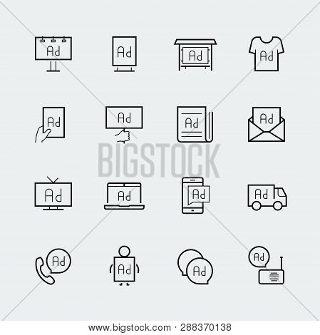 Advertisement Icon Set In Thin Line Style