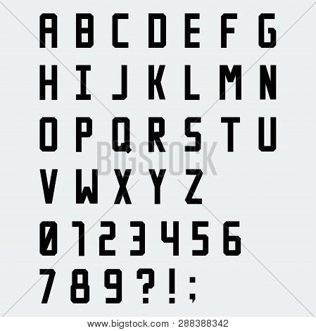 Simple Black Blocky Vector Font With Numbers