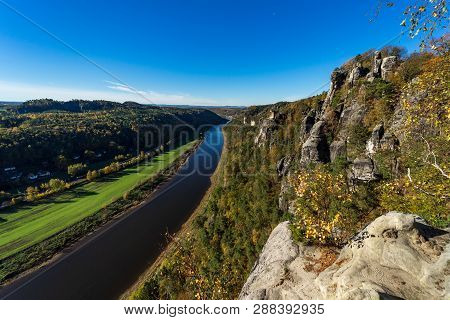 The Elbe Valley In Saxon Switzerland (saechsische Schweiz). Germany.
