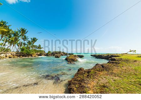Colorful Shore In Bas Du Fort Beach In Le Gosier, Guadeloupe. French West Indies, Lesser Antilles. C